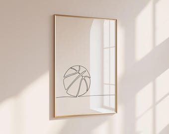 Minimalist Basketball Line Art Print (Digital Download)