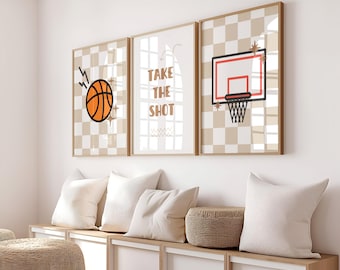 Impressions de décoration de chambre d'enfant de basket-ball : lot de 3 (téléchargement numérique)
