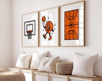 Basketball prints, Hoop, Court, Ball, set of 3 posters (Digital Download)