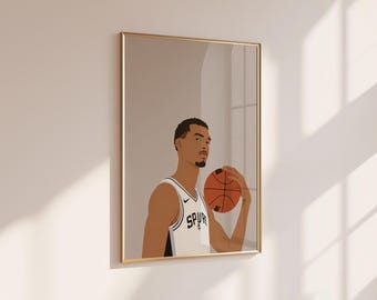 Wembanyama Poster, go spurs digital download, wemby minimalist, wemby illustration