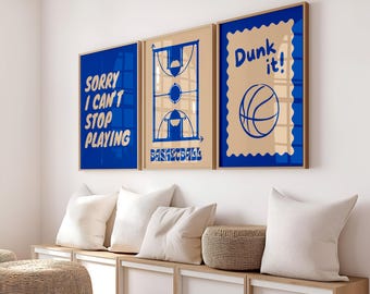 basketball set of 3 prints, basketball decor (digital download)