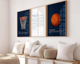 Basketball Set of 3 Prints, Basketball decor, Basketball Wall Art, Room Decor, Digital Download, basketball definition