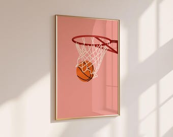 Minimalist Basketball Hoop Print, Sports Wall Art (Digital Download)
