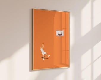 Minimalist Basketball Art Print Set: Modern Sports Decor (Digital Download