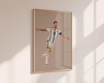 Messi Argentina Football Poster, Number 10 Illustration Print (Digital Download)