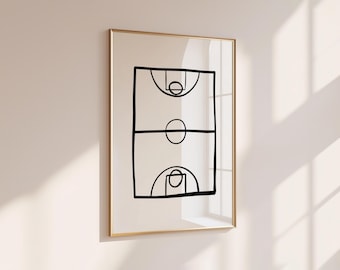 Basketball poster, minimalist basketball art, white print sport (digital download)