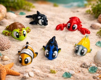 3D-gedruckte Flexi-Meerestiere – beweglich & super süß - Schildkröte, Fisch, Hummer , Orca , Hai (Shark) in tollen Farben aus dem 3D-Drucker