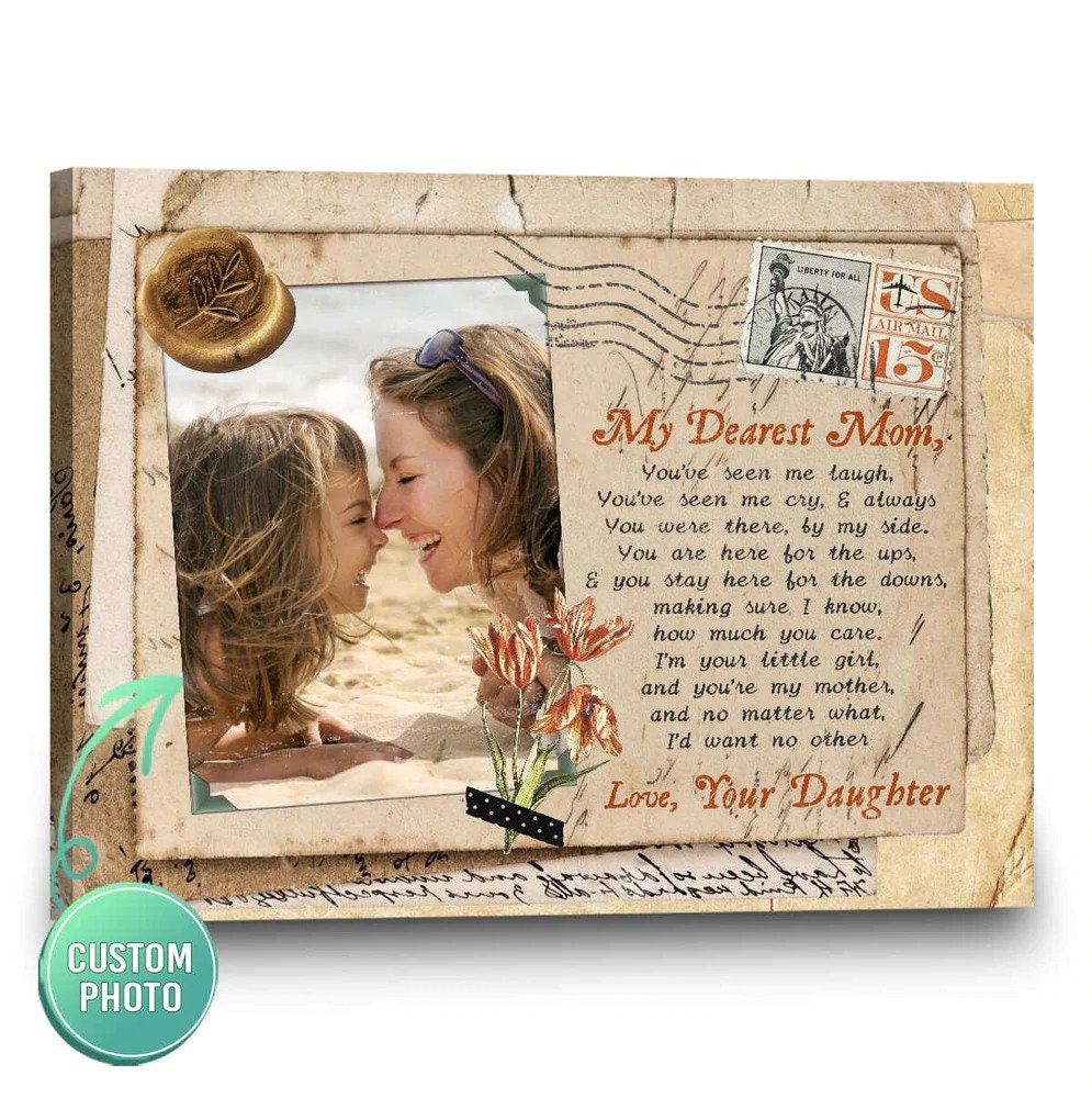 Custom Photo Canvas Print My Dearest Mom Mother S Day Etsy