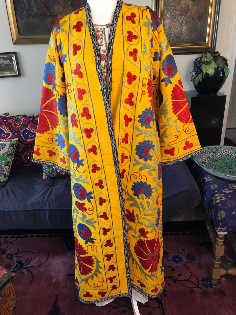 Suzani Coat Caftan Hand Embroidered Silk thread | Etsy