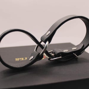 Leather Handcuffs, BDSM Bondage Restraints - Real Adjustable Cuffs | Dom-Sub Roleplay, Couples Exploration image 1
