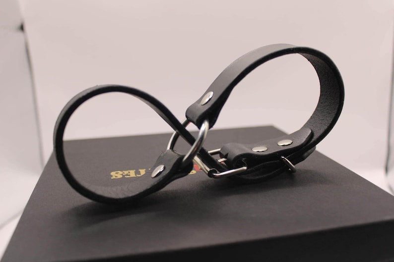 Leather Handcuffs, BDSM Bondage Restraints - Real Adjustable Cuffs | Dom-Sub Roleplay, Couples Exploration image 1