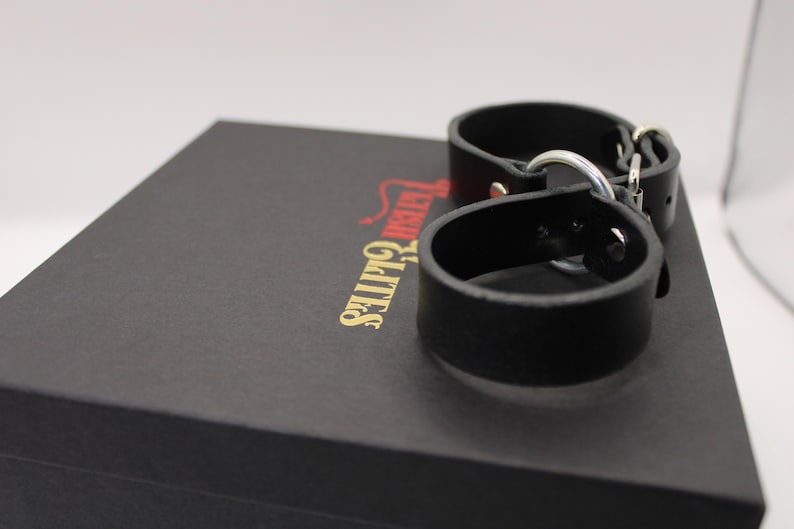 Leather Handcuffs, BDSM Bondage Restraints - Real Adjustable Cuffs | Dom-Sub Roleplay, Couples Exploration image 4