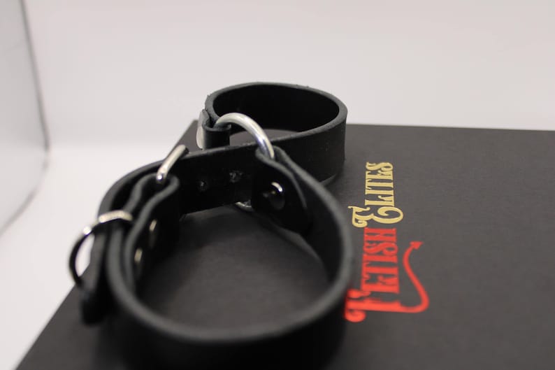 Leather Handcuffs, BDSM Bondage Restraints - Real Adjustable Cuffs | Dom-Sub Roleplay, Couples Exploration image 2