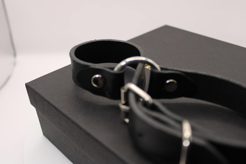 Leather Handcuffs, BDSM Bondage Restraints - Real Adjustable Cuffs | Dom-Sub Roleplay, Couples Exploration image 5