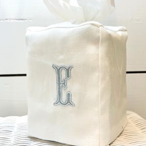 Monogrammed Linen Tissue Box Cover • Custom Initials • Personalized Bathroom & Powder Room Decor, Gift