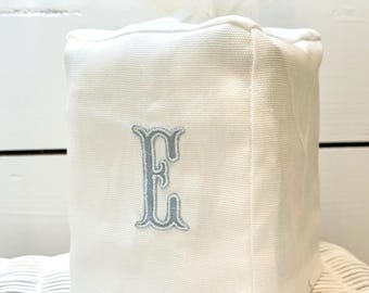 Monogramm Leinentaschentuchbox • Benutzerdefinierte Initialen • Personalisiertes Badezimmer-Dekor, Geschenk