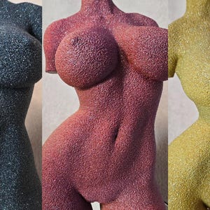 Textured Female Torso Sculpture – Handmade PLA Art Decor (Available in Gold • Black • Gold-Red-Purple Mix)