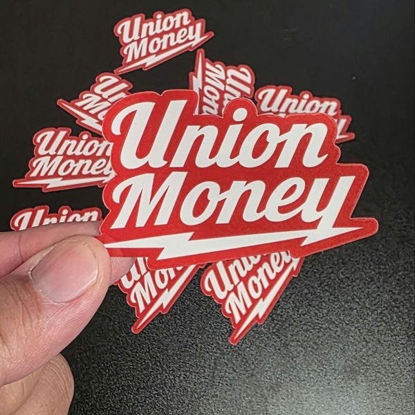 Union Money Sticker – Tradesman Toolbox Decal, Hard Hat Sticker