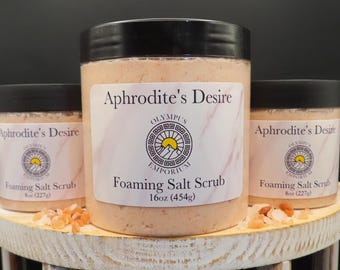 Aphrodite's Desire Foaming Salt Scrub: White Florals - w Pink Himalayan Salt