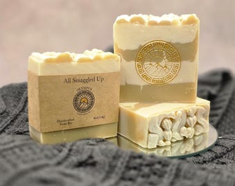 All Snuggled Up Soap Bar : Cozy, Crisp Air, Nutmeg & Clove | Handmade Cold Process | Autumn Collection
