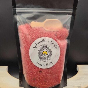 24oz Aphrodite&#39;s Desire Bath Salts | Dead Sea Salt | Pink Himalayan Salt | Rosehip Oil | Love Spell | For Her | Rose Petals | Self Care