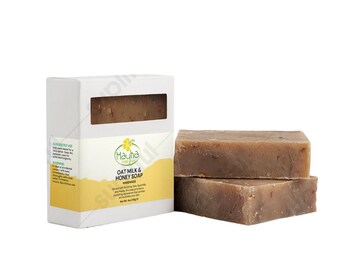 Oat Goat Milk Honey Soap - Handmade Natural Soap for Sensitive Skin, Soothing Oatmeal Soap, Moisturizing Goat Milk, Honey Skincare Bar