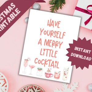 クリスマス バー デコレーション デジタル ダウンロード ホリデー ウォール アート バー カート デコレーション カクテル 愛好家 ギフト ホーム バー プリント キッチン パーティー 水彩 サイン