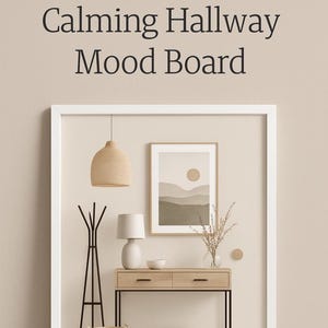 Tablero de ideas para el pasillo / Plan de diseño de entrada relajante / Descarga digital de diseño de interiores / Decoración moderna y neutra para el hogar / Relajante y contemporánea