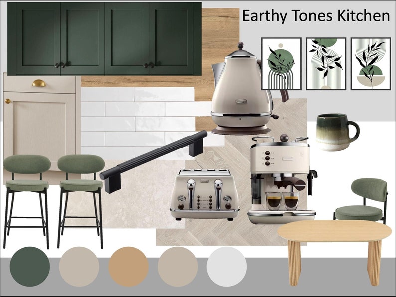 Modern Kitchen Mood Board | Digital Interior Design Plan | Neutral ...