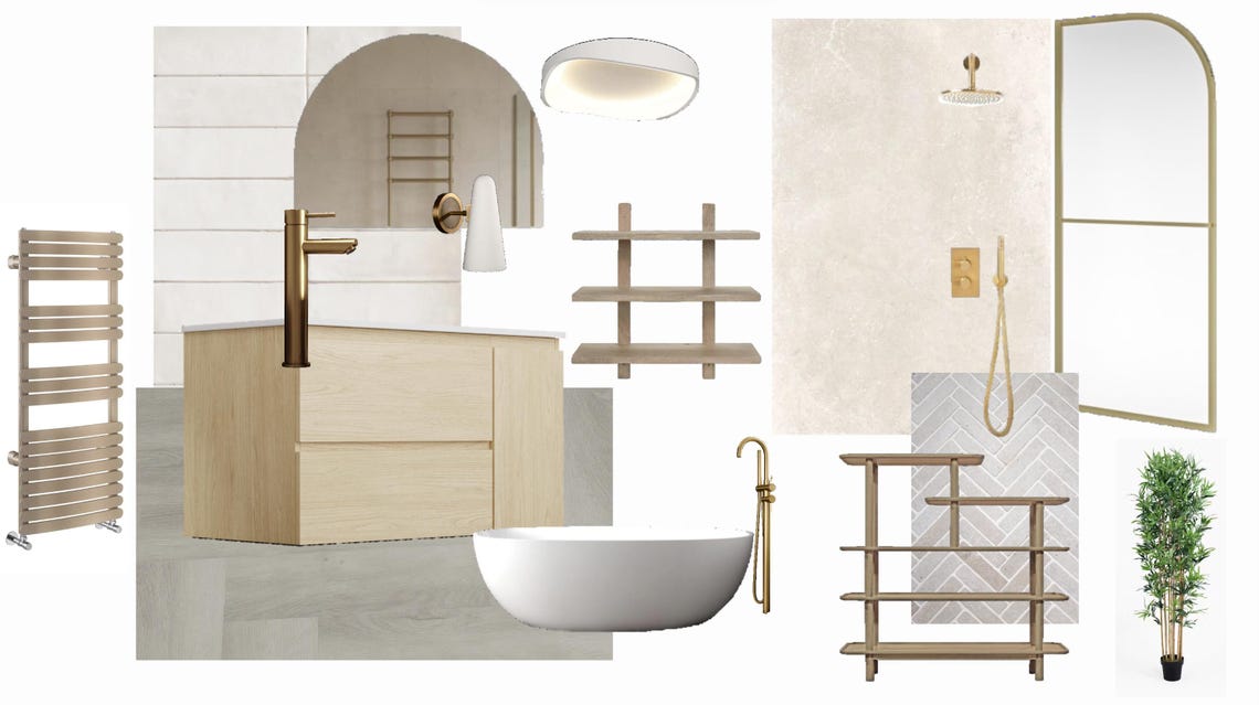 Spa Bathroom Mood Board | Calming Modern Interior Design Kit | Neutral ...