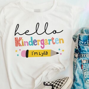 Hello Back to School Shirt, Custom Kids Name Back To School Shirt, Kindergarten Shirt, Toddler First Day of School Tee, Back To School Gift
