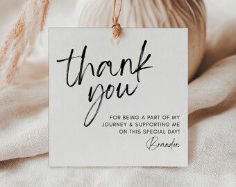 Minimal Thank You Tag Template, Simple Square Favor Gift Tag, Minimalist Thank You Tag Personalized tag, Editable Party Tag (Canva Template)