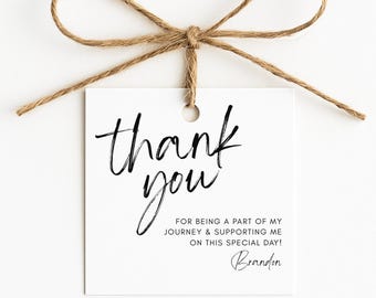 Minimal Thank You Tag Template, Simple Square Favor Gift Tag, Minimalist Thank You Tag Personalized tag, Editable Party Tag (Canva Template)