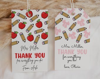 Geschenkanhänger für Lehrer Wertschätzung, Ende des Schuljahres Anhänger für Lehrer, Danke Lehrer Anhänger druckbar, bearbeitbarer Geschenkanhänger für Lehrer