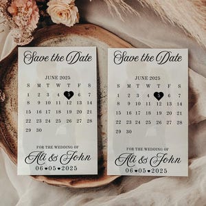 Plantilla de calendario para guardar la fecha, tarjeta minimalista para el día de la boda, tarjeta de calendario para guardar la fecha con foto de compromiso, descarga instantánea de Canva