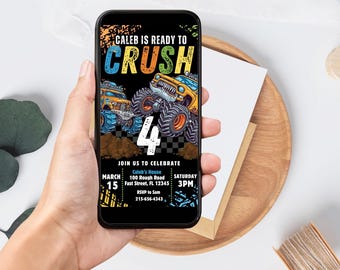 ANY AGE Digital Monster Truck Birthday Invitation, Monster Jam Invitation, Monster Truck Invitation, Grave Digger Birthday Invite