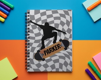 Skateboarder Spiral Notebook Personalized Notebook for Teens Back to School Notebook for Boys Custom Stationery Journaling