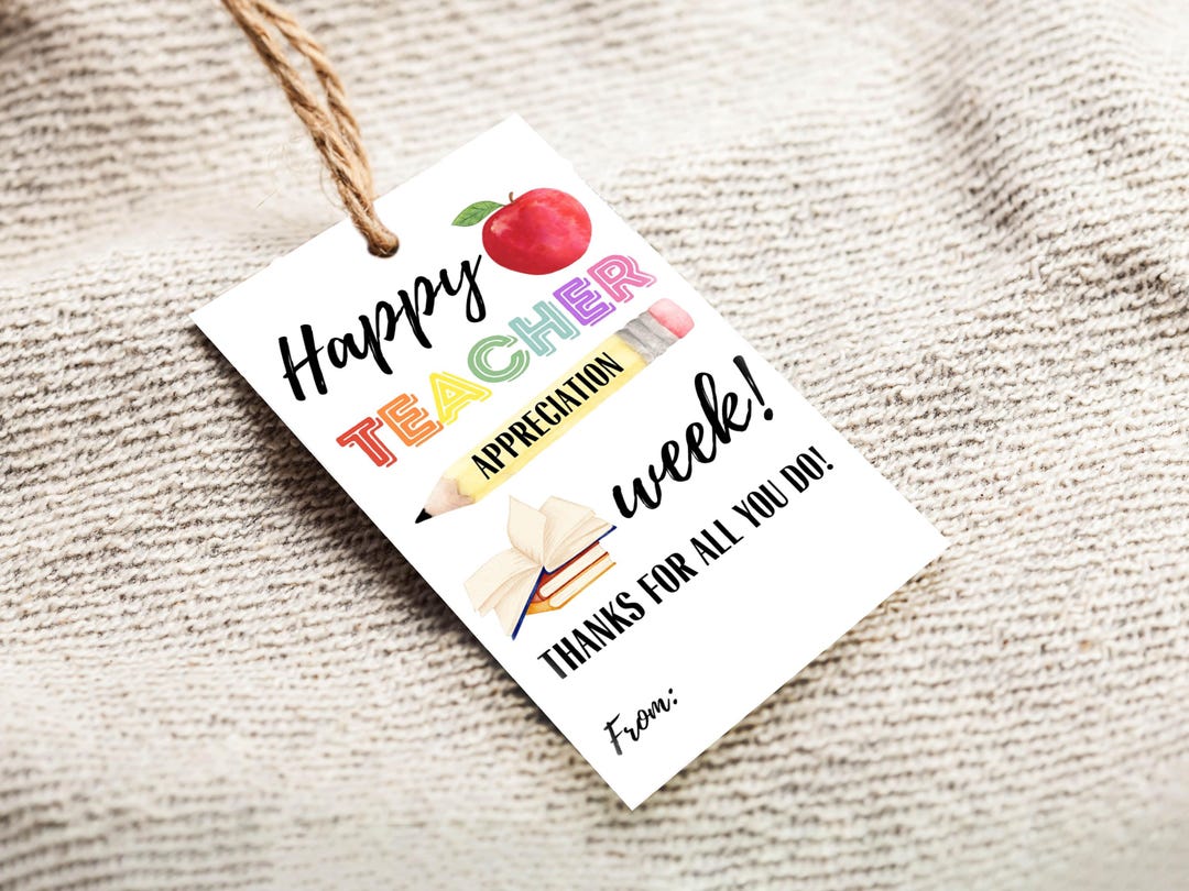 Teacher Appreciation Gift Tag, End of School Year Tag for Teacher ...
