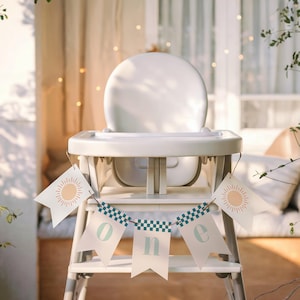 One in the Sun High Chair Banner, Printable ONE High Chair Banner, Boy 1st First Birthday Banner, ONE Sunshine Banner
