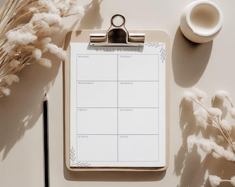 Weekly Planner Printable, Minimalist Weekly Planner PDF, Weekly Organizer, Weekly Schedule, Week at a Glance, Instant Download