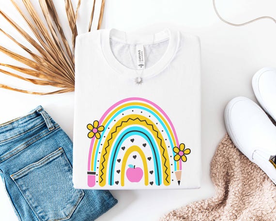 Teacher Shirt, Rainbow Pencil TShirt, Colorful Teacher Tee, Gifts for Teachers, Teacher Appreciation, Kindergarten Teacher Tshirt