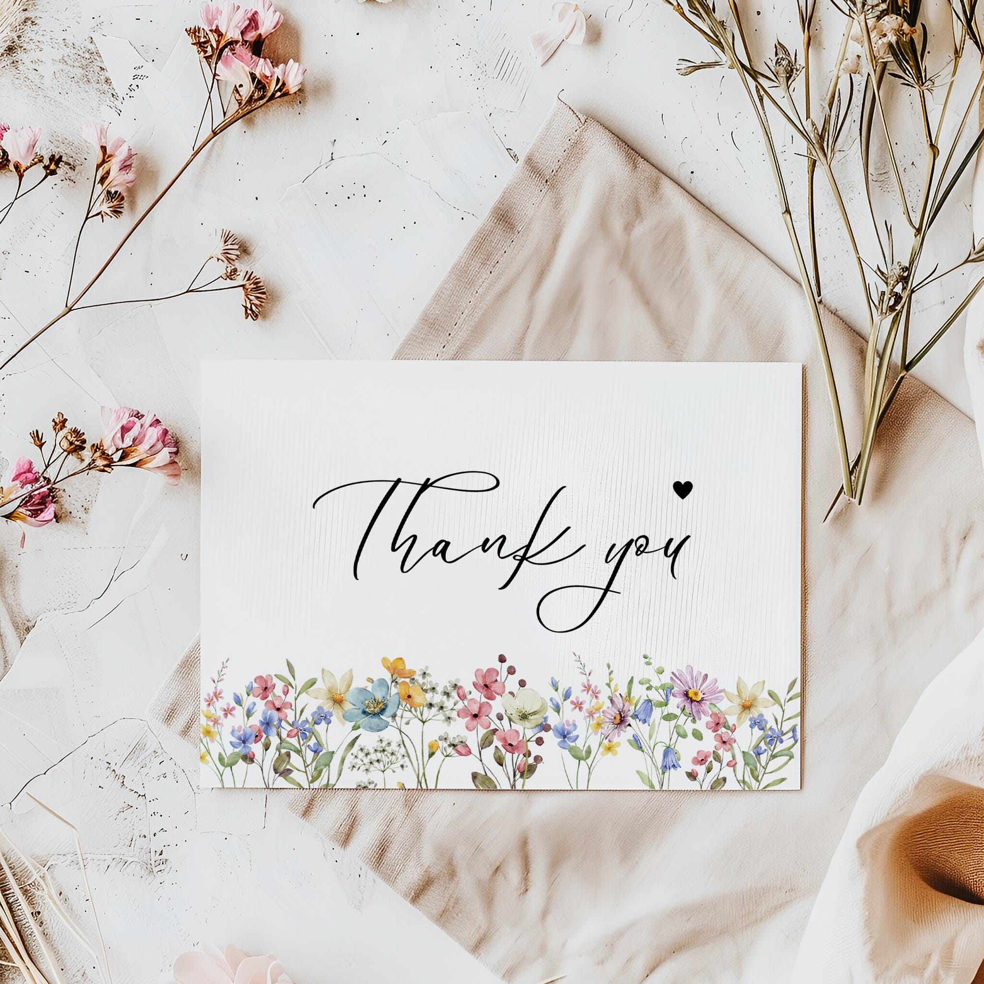 Editable Wildflower Thank You Card Template(canva Template) - Etsy