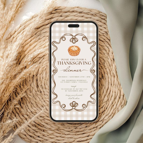 Thanksgiving Dinner Digital Invitation Template, Let's Gather Invite, Friendsgiving Text Phone Evite, Fall Gathering, Canva