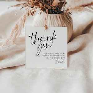 Minimal Dankeschön-Tag-Vorlage, einfacher quadratischer Gunst Geschenkanhänger, minimalistischer Dankeschön-Tag personalisierter Anhänger, bearbeitbarer Partyanhänger, Canva-Vorlage