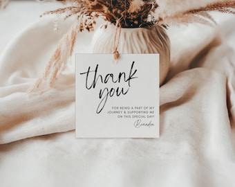 Minimal Thank You Tag Template, Simple Square Favor Gift Tag, Minimalist Thank You Tag Personalized tag, Editable Party Tag, Canva Template