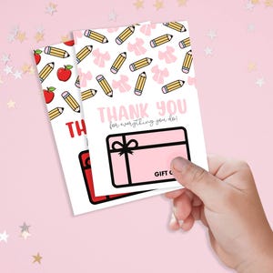 Porte-carte cadeau remerciement pour enseignant, étiquette de fin d'année scolaire pour enseignant, étiquette de remerciement pour enseignant imprimable, étiquette cadeau pour enseignant