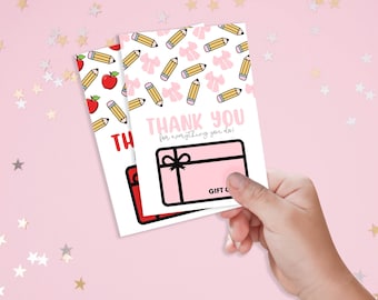 Teacher Appreciation Gift Card Holder, End of School Year Tag for Teacher, Thank You Teacher Tag Printable, Gift Tag for Teacher