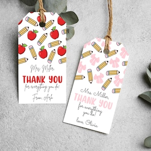 Teacher Appreciation Gift Tag, End of School Year Tag for Teacher, Thank You Teacher Tag Printable, Editable Gift Tag for Teacher