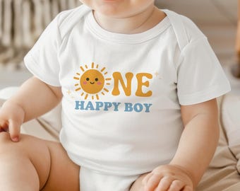 Ein glücklicher Junge Geburtstag Shirt, 1. Geburtstag Shirt für Junge, erste Reise um die Sonne Outfit, passende Familie Geburtstag Shirts, Geburtstagskind