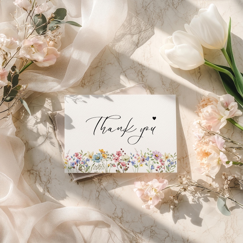 Editable Wildflower Thank You Card Template(canva Template) - Etsy